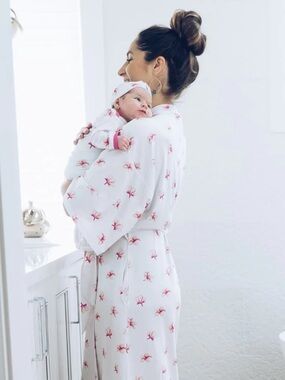 Robe - Coco moon White Plumeria-Print Mommy cover up